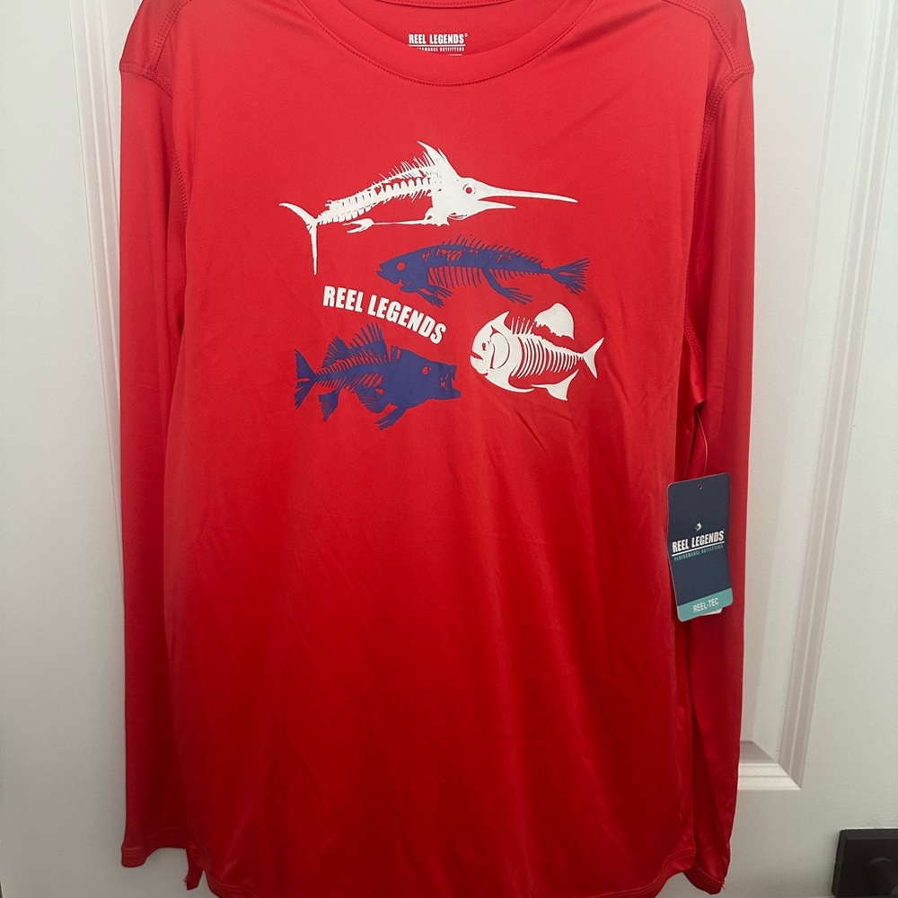 NWT Youth Reel Legends Red Graphic Long Sleeve Shirt